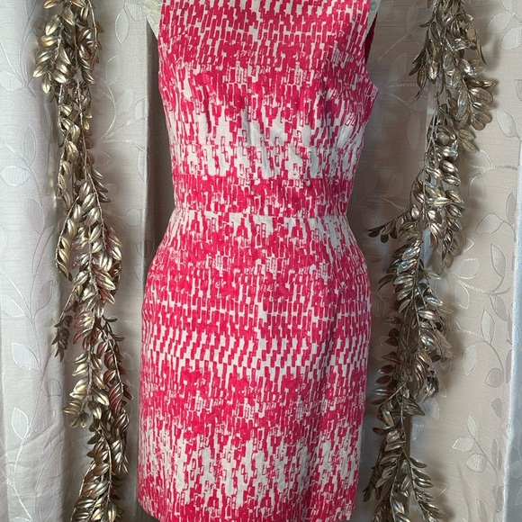 Just Taylor Pink White Sleeveless Sheath Dress Size 10 Two-Way Back Zip - Picture 1 of 10